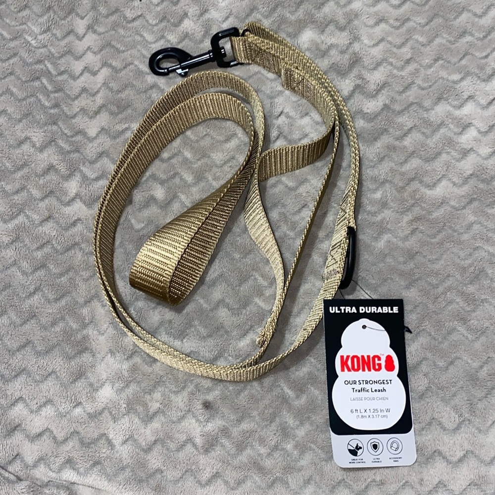 🐶 Kong Brown 6ft Traffic Dog Leash Collar Harness Pet Pets Ultra Durable Basic
